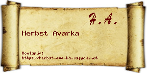 Herbst Avarka névjegykártya